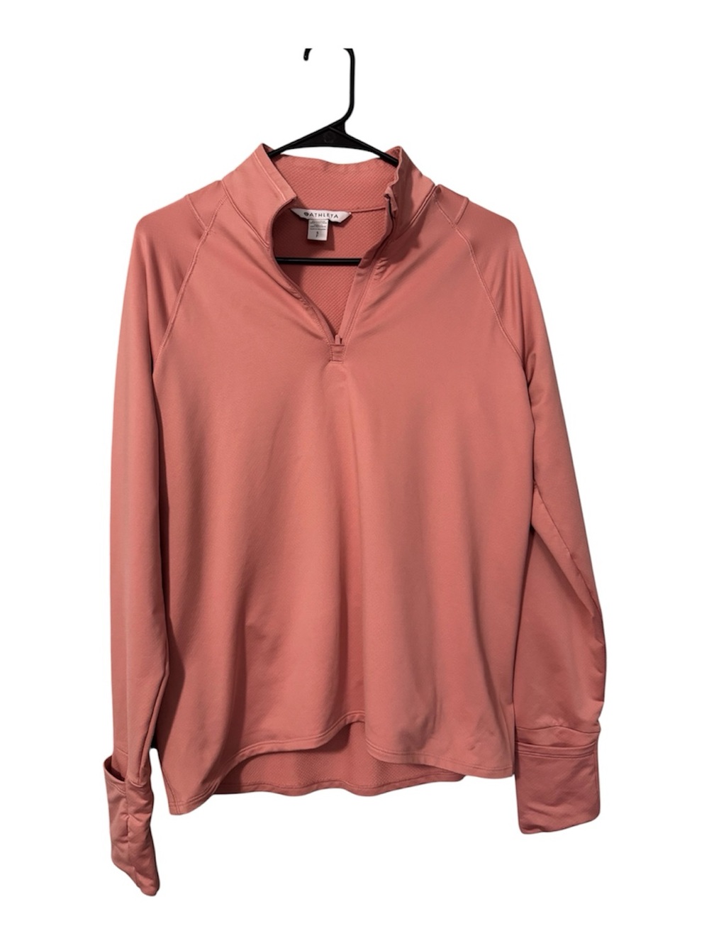 Athleta Women's Small Dusty Rose Quarter Zip Athletic Pullover Thumbholes Size S